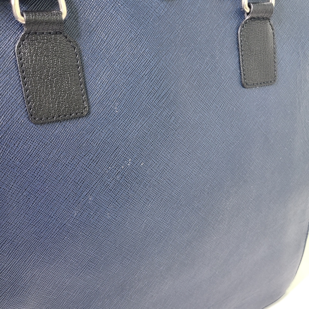 LR Paris Two-Tone Navy Blue Black Vintage Tote Bag - Picture 6 of 12